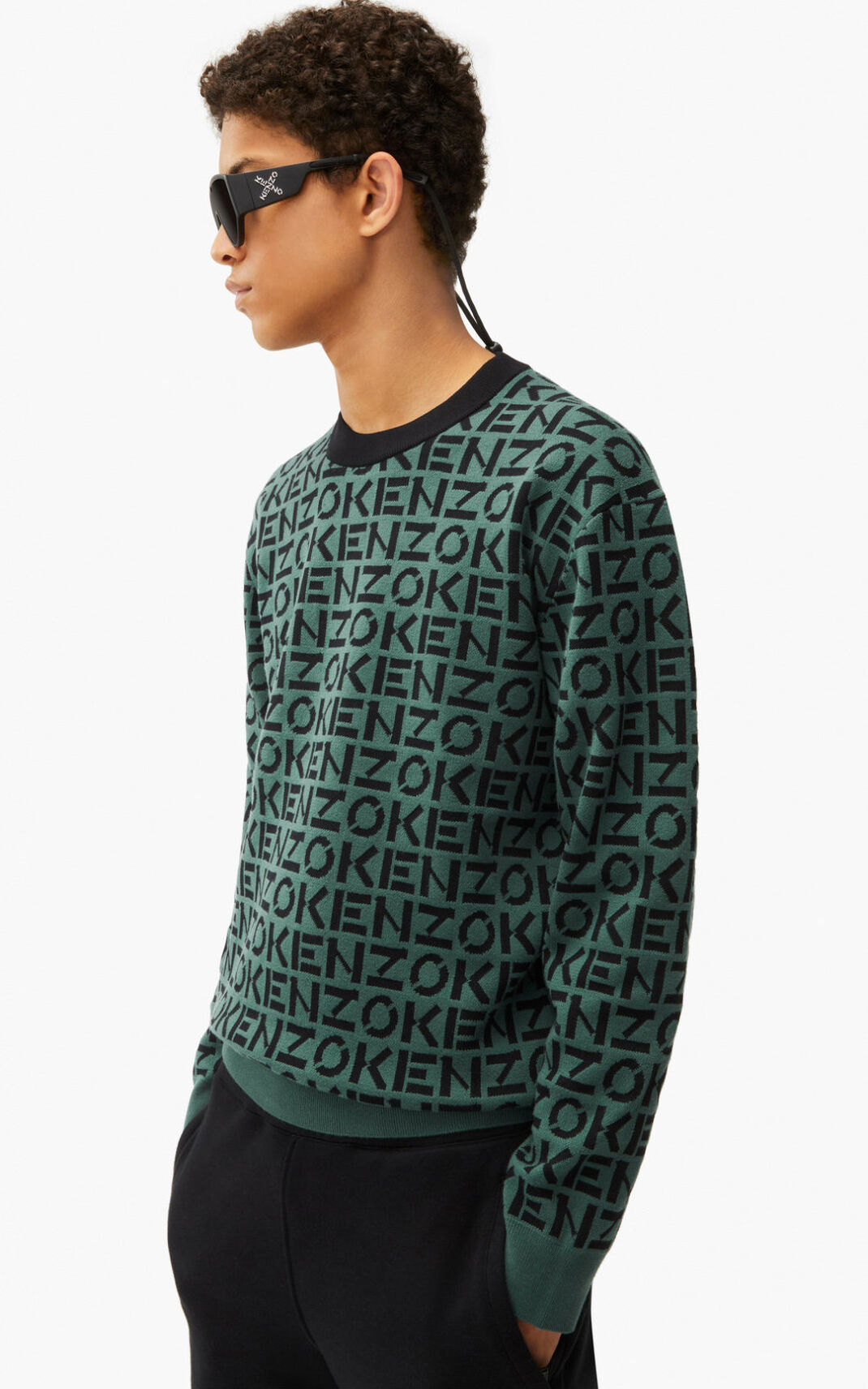 Kenzo Sport monogram Striktrøje Herre - MørkeGrøn DK-237593